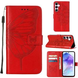 Mobigear Butterfly Samsung Galaxy A55 Hoesje Bookcase Portemonnee - Rood