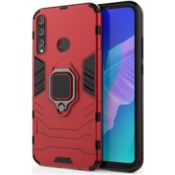 Mobigear Armor Ring Huawei P40 Lite E Hoesje Hardcase Backcover Shockproof met Ringhouder - Rood