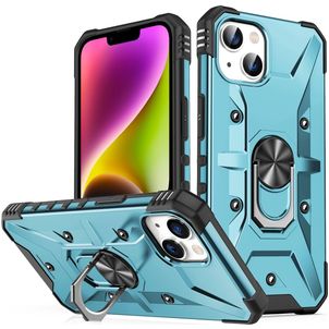 Mobigear Armor Ring iPhone 14 Plus Hoesje Hardcase Backcover Shockproof met Ringhouder - Blauw