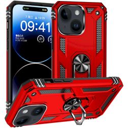 Mobigear Armor Ring iPhone 15 Hoesje Hardcase Backcover Shockproof met Ringhouder - Rood