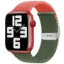 Mobigear Braided Dual Nylon Apple Watch Bandje Klemsluiting - 49/46/45/44 mm - Groen / Oranje