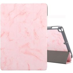 Mobigear Tri-Fold Marble iPad 9 (2021) Hoes Bookcase + Stylus Houder - Roze