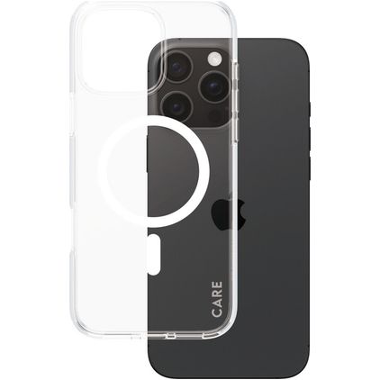 CARE by PanzerGlass Flagship iPhone 16 Pro Max MagSafe Hoesje Hardcase Backcover - Transparant / Wit