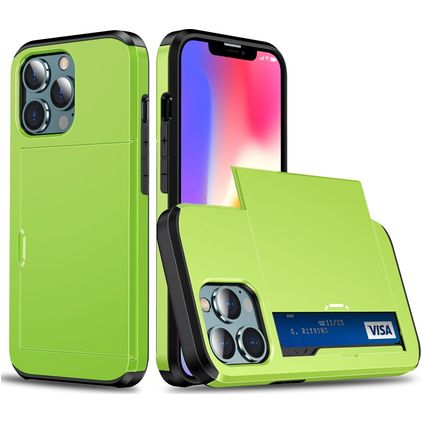Mobigear Card iPhone 13 Hoesje Hardcase Backcover Shockproof met Pasjeshouder - Groen