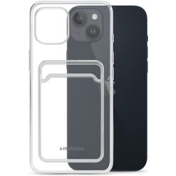 Mobilize Gelly Card Doorzichtig iPhone 14 Plus Hoesje Flexibel TPU Backcover met Pasjeshouder - Transparant