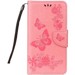 Mobigear Butterfly Samsung Galaxy A8 (2018) Hoesje Bookcase Portemonnee - Roze