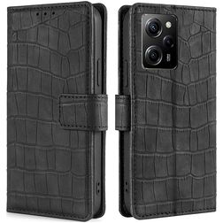 Mobigear Croco POCO X5 Pro Hoesje Bookcase Portemonnee - Zwart