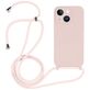 Mobigear Lanyard iPhone 15 Siliconen Hoesje met koord - Sand Pink