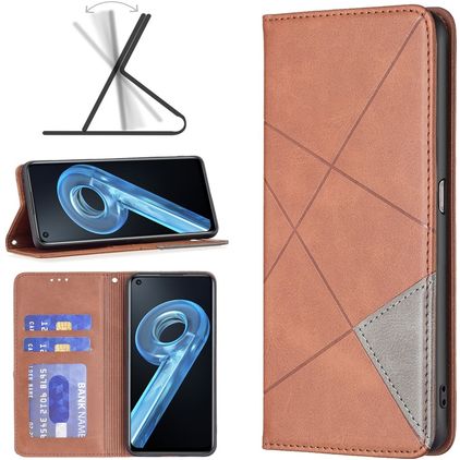 Mobigear Rhombus Slim Realme 9i Hoesje Bookcase - Bruin