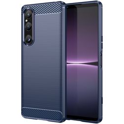 Mobigear Brushed Slim Sony Xperia 1 V Hoesje Flexibel TPU Backcover - Blauw