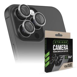 Striker Single Lens iPhone 14 Pro Glazen Camera Lens Protector - Case Friendly - Zwart