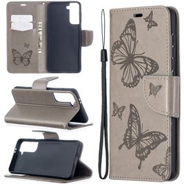 Mobigear Butterfly Samsung Galaxy S21 Hoesje Bookcase Portemonnee - Grijs Mobigear Butterfly Samsung Galaxy S21 Hoesje Bookcase Portemonnee - Grijs