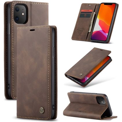 Caseme 013 iPhone 11 Hoesje Bookcase Portemonnee - Bruin