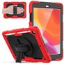 Mobigear SureGrip Xtreme iPad 7 (2019) Hoes Hard Kunststof,Siliconen Backcover + Stylus Houder + Schouderband + Standaard - Zwart / Rood