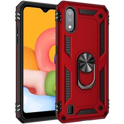 Mobigear Armor Ring Samsung Galaxy A01 Hoesje Hardcase Backcover Shockproof met Ringhouder - Rood