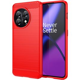 Mobigear Brushed OnePlus 11 Hoesje Flexibel TPU Backcover - Rood