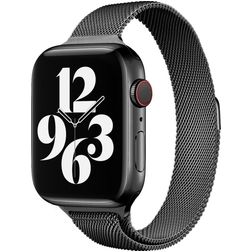 Mobigear Slim Loop Milanese Apple Watch Bandje Magneetsluiting - 49/46/45/44 mm - Zwart