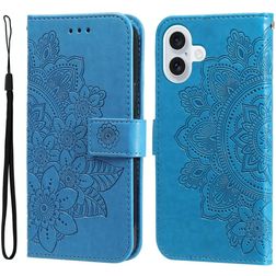 Mobigear Flowers iPhone 17 Hoesje Bookcase Portemonnee - Blauw