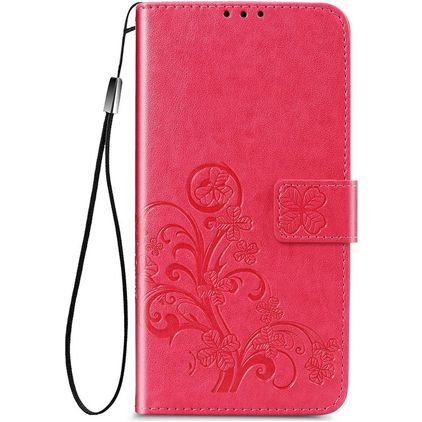 Mobigear Clover OPPO Reno 4 Hoesje Bookcase Portemonnee - Magenta