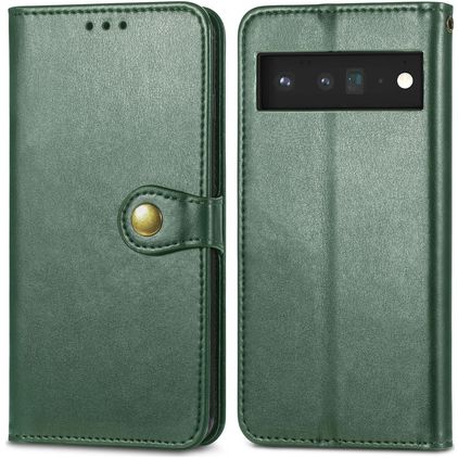 Mobigear Snap Button Google Pixel 6 Pro Hoesje Bookcase Portemonnee - Groen