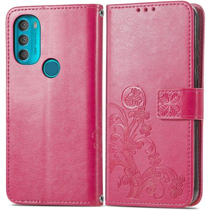 Mobigear Clover Motorola Moto G71 5G Hoesje Bookcase Portemonnee - Magenta