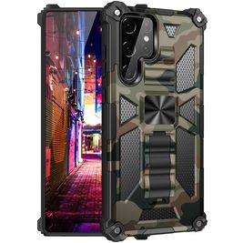 Mobigear Armor Stand Samsung Galaxy S22 Ultra Hoesje Hardcase Backcover Shockproof met Standaard - Groen