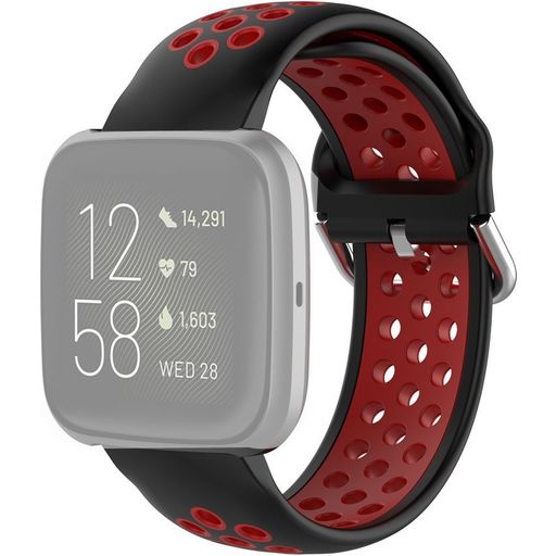 Mobigear Sport Plus Buckle Siliconen Fitbit Versa 2 Bandje Gespsluiting - Zwart / Rood