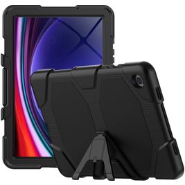 Xccess Survivor Essential Samsung Galaxy Tab A9 Plus (2023) Hoes Hard Kunststof,Siliconen Backcover + Standaard - Zwart