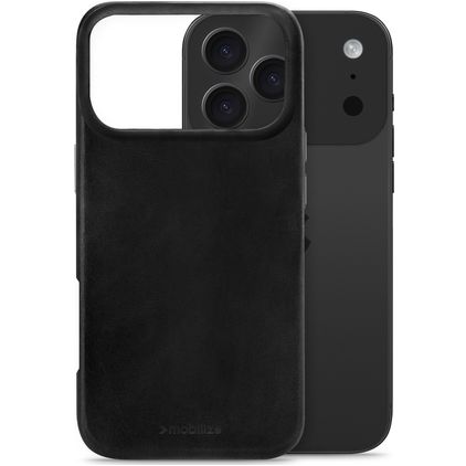 Mobilize Premium iPhone 17 Pro MagSafe Hoesje Echt Leer Backcover - Zwart