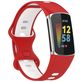 Mobigear Sport Dual Siliconen Fitbit Charge 5 Bandje Druksluiting - Wit / Rood