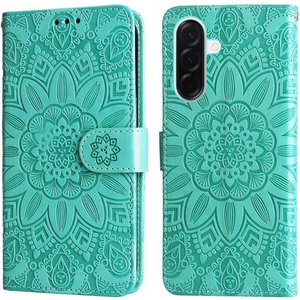 Mobigear Sunflower Samsung Galaxy A37 Hoesje Bookcase Portemonnee - Groen
