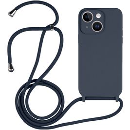 Mobigear Lanyard iPhone 15 Plus Siliconen Hoesje met koord - Donkerblauw Mobigear Lanyard iPhone 15 Plus Siliconen Hoesje met koord - Donkerblauw