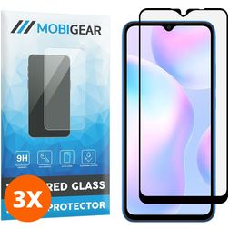Mobigear Premium Xiaomi Redmi 9A Glazen Screenprotector - Case Friendly - Zwart (3-Pack)