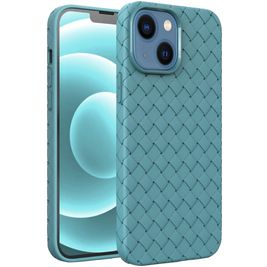 Mobigear Woven iPhone 14 Plus Hoesje Flexibel TPU Backcover - Blauw