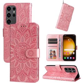 Mobigear Sunflower Samsung Galaxy S24 Ultra Hoesje Bookcase Portemonnee - Roségoud