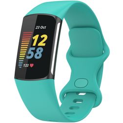 Mobigear Sport Dual Siliconen Fitbit Charge 5 Bandje Druksluiting - Turquoise