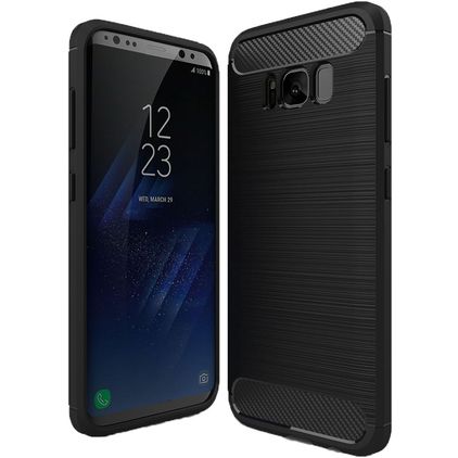 Mobigear Brushed Slim Samsung Galaxy S8 Hoesje Flexibel TPU Backcover - Zwart