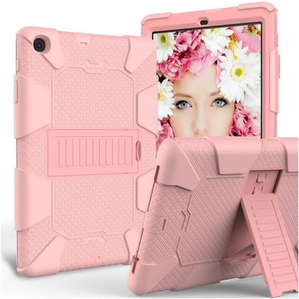 Mobigear ShieldStand Samsung Galaxy Tab A 10.1 (2019) Hoes Hard kunststof / Siliconen Backcover + Standaard - Roségoud