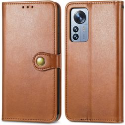 Mobigear Snap Button Xiaomi 12 Pro Hoesje Bookcase Portemonnee - Bruin