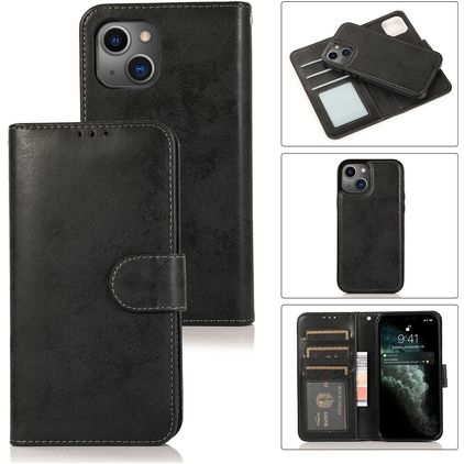 Mobigear Wallet iPhone 13 Pro Max Hoesje Uitneembare 2in1 Bookcase Portemonnee - Zwart
