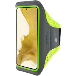 Mobiparts Comfort Fit Telefoonhouder Hardlopen Samsung Galaxy S22 Plus Sport Hoesje Neopreen Sportarmband - Neon Green