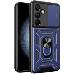 Mobigear Armor Ring Cam Slide Samsung Galaxy S24 FE Hoesje Hardcase Backcover Shockproof met Ringhouder en Camera Slider - Blauw