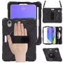 Mobigear SureGrip XGuard iPad Mini 7 (2024) Hoes Hard Kunststof,Siliconen Backcover + Stylus Houder + Schouderband + Standaard - Zwart