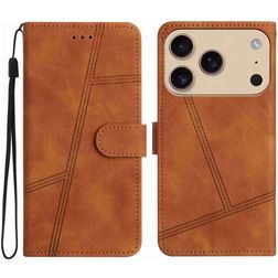 Mobigear Stitch iPhone 17 Pro Hoesje Bookcase Portemonnee - Bruin