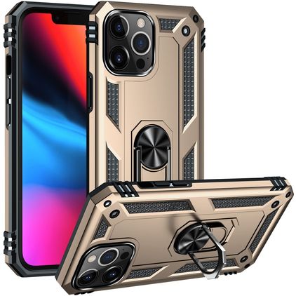 Mobigear Armor Ring iPhone 14 Pro Hoesje Hardcase Backcover Shockproof met Ringhouder - Goud