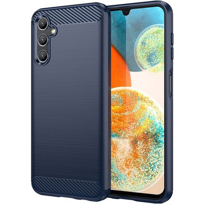 Mobigear Brushed Slim Samsung Galaxy A14 Hoesje Flexibel TPU Backcover - Blauw