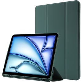 Mobigear Tri-Fold Gel iPad Air 11 Inch (2024) Hoes TPU,Kunstleer Bookcase + Stylus Houder - Groen