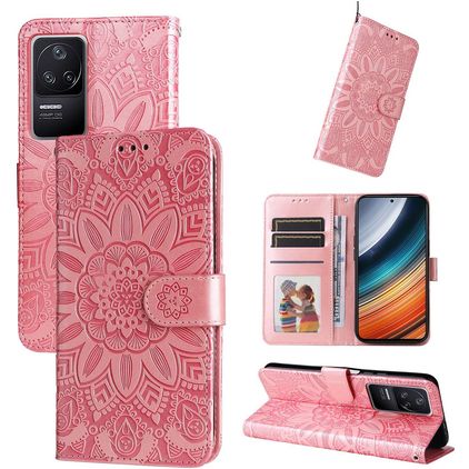 Mobigear Sunflower POCO F4 Hoesje Bookcase Portemonnee - Roze