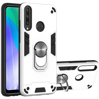 Mobigear Armor Ring Huawei Y6p Hoesje Hardcase Backcover Shockproof met Ringhouder - Zilver