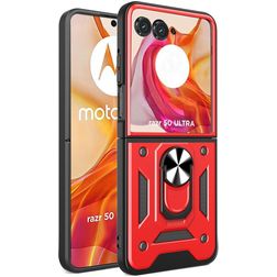Mobigear Armor Ring Motorola Razr 50 Ultra Hoesje Hardcase Backcover Shockproof met Ringhouder - Rood